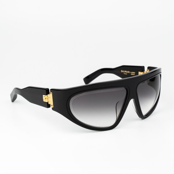Balmain Women Sunglasses Titanium Black Gold Grey Gradient Wraparound B-ESCAPE - Picture 3 of 15
